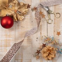 Artikel Geschenkband Polyester Leopard-Print 25mm x 18m