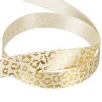 Artikel Leoparden-Muster Seidenband Creme Gold 15mm x 18m für Dekoration & Geschenkverpackungen