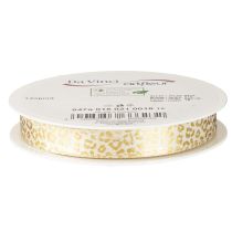 Artikel Leoparden-Muster Seidenband Creme Gold 15mm x 18m für Dekoration & Geschenkverpackungen