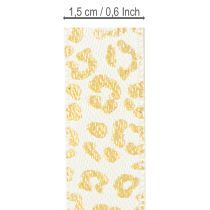 Artikel Leoparden-Muster Seidenband Creme Gold 15mm x 18m für Dekoration & Geschenkverpackungen