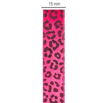 Artikel Dekoband Polyester Pink Leopardenmuster 15mm x 18m