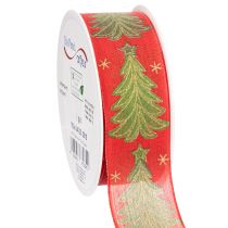 Artikel Stoff-Geschenkband Tannenbaum und Sterne 40mm x 15m Rot-Grün-Gold