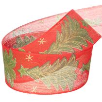 Artikel Stoff-Geschenkband Tannenbaum und Sterne 40mm x 15m Rot-Grün-Gold