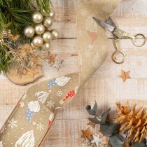 Artikel Dekoband Jute-Optik Weihnachtswichtel 60mm x 10m Braun Bunt Innenbereich