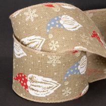 Artikel Dekoband Jute-Optik Weihnachtswichtel 60mm x 10m Braun Bunt Innenbereich