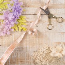 Artikel Geschenkband Polyester Rosa Goldene Schleifen 15mm 18m Innenbereich
