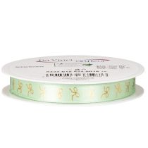 Artikel Dekoband Polyester mintgrün mit goldenen Schleifen 15mm x 18m auf Rolle