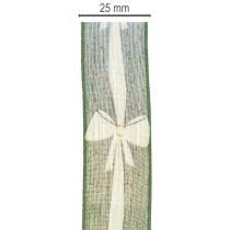 Artikel Geschenkband Stoff 25mm x 18m Grün mit Schleifenmuster und Punkten
