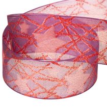 Artikel Organzaband mit Glitzersternen 40mm 15m Lila Rot Rosa