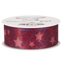 Artikel Organzaband mit Glitzersternen 40mm 15m Lila Rot Rosa