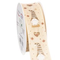 Artikel Dekoband Stoff beige Wichtel Herzen 40mm x 15m für Innenbereich