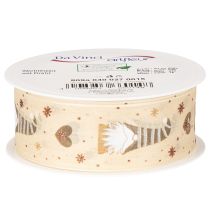 Artikel Dekoband Stoff beige Wichtel Herzen 40mm x 15m für Innenbereich