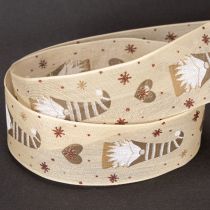 Artikel Dekoband Stoff beige Wichtel Herzen 40mm x 15m für Innenbereich