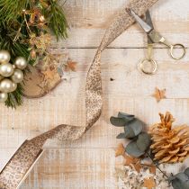 Artikel Geschenkband mit Leopard-Muster 25mm x 20m Braun-Gold Kunstseide Innenbereich
