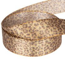 Artikel Geschenkband mit Leopard-Muster 25mm x 20m Braun-Gold Kunstseide Innenbereich