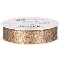 Artikel Geschenkband mit Leopard-Muster 25mm x 20m Braun-Gold Kunstseide Innenbereich