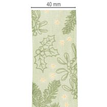 Artikel Geschenkband Polyester Stechpalme Mistel 40mm x 15m Grün Gold