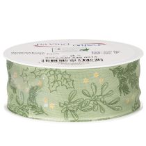 Artikel Geschenkband Polyester Stechpalme Mistel 40mm x 15m Grün Gold
