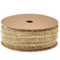 Artikel Juteband Dekoband mit goldenen Perlen Jute 17mm 10m