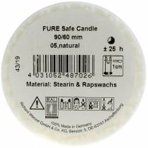 Artikel PURE Nature Safe Candle Stumpenkerze Stearin, Rapswachs 90/60mm Weiß 1 St