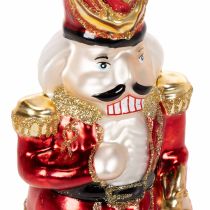 Artikel Christbaumspitze aus Echtglas, Nussknackerfigur in Rot, 28 cm