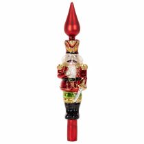 Artikel Christbaumspitze aus Echtglas, Nussknackerfigur in Rot, 28 cm
