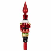 Artikel Christbaumspitze aus Echtglas, Nussknackerfigur in Rot, 28 cm