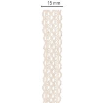 Artikel Spitzenband Baumwolle Creme 15mm x 10m für Dekoration und Handarbeit