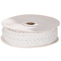 Artikel Dekoband Baumwollspitze Weiß 18mm x 10m Rolle