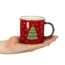 Artikel Keramiktasse Rot mit Tannenbaum-Motiv, 9 cm