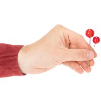 Artikel Künstliche rote Beeren mit Draht 2cm Ø – 48 Stück für Innenbereich