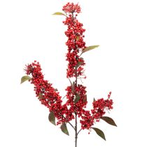 Artikel Künstlicher Zweig mit roten Beeren und grünen Blättern, 96 cm, Kunststoff