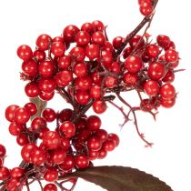 Artikel Künstlicher Zweig mit roten Beeren und grünen Blättern, 96 cm, Kunststoff