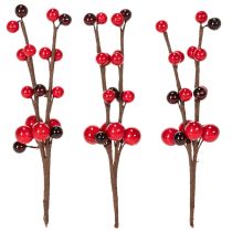 Artikel Künstlicher Zweig mit roten Beeren 15 cm, 6er-Set