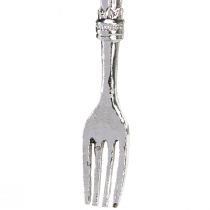 Artikel Besteck Deko Set zum Hängen, Metalloptik in Silber, 14cm, 12 Stück – Glänzende Akzente für festliche Anlässe