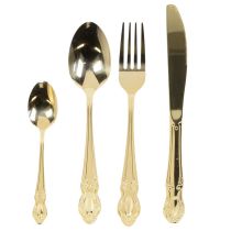 Artikel 16-teiliges Besteck-Set aus Edelstahl, goldfarben, im Karton verpackt