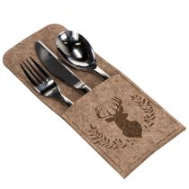 Artikel Bestecktasche aus Filz 26 cm Braun Hirsch Motiv 4 Stück