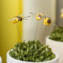 Artikel Biene am Draht, Blumenstecker, Dekobienen, Frühling Orange, Gelb B4,5cm 24 St
