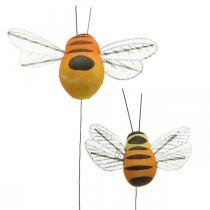 Artikel Deko-Biene, Frühlingsdeko, Biene am Draht Orange, Gelb B5/6,5cm 12St