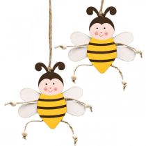 Biene zum Hängen, Frühlingsdeko, Anhänger aus Holz H9,5cm 6St