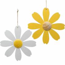 Holzblüten, Sommerdeko, Margeriten Gelb und Weiß, Deko-Blumen zum Hängen 4St