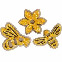 Artikel Blumen und Bienen zum Streuen Orange Holz Streudeko Frühling 36 St