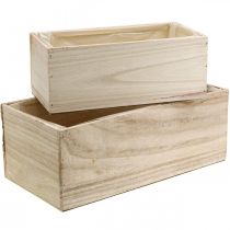 Blumenkasten Holz Pflanzkasten Natur L30/40cm 2er-Set