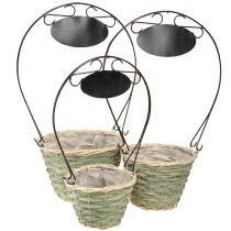 Artikel Blumenkorb Henkel Metallschild Set Ø23/20/17cm für Dekoration und Floristen