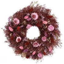 Artikel Trockenblumen Kranz Weinrot Rosa Ø25cm – Rustikaler Deko-Kranz für jeden Anlass