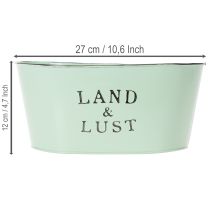 Artikel Blumenschale oval Mint Pflanzkübel Metall Vintage 27×18cm H12cm