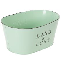 Artikel Blumenschale oval Mint Pflanzkübel Metall Vintage 27×18cm H12cm