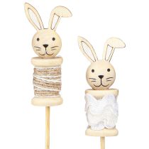 Artikel Osterdeko Blumenstecker Hase Holz Natur, Braun, Weiß 32cm 8er Set