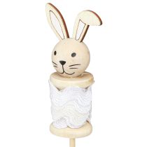 Artikel Osterdeko Blumenstecker Hase Holz Natur, Braun, Weiß 32cm 8er Set