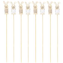 Artikel Osterdeko Blumenstecker Hase Holz Natur, Braun, Weiß 32cm 8er Set